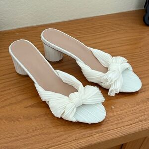 Elegant White Pleated Women's Heels